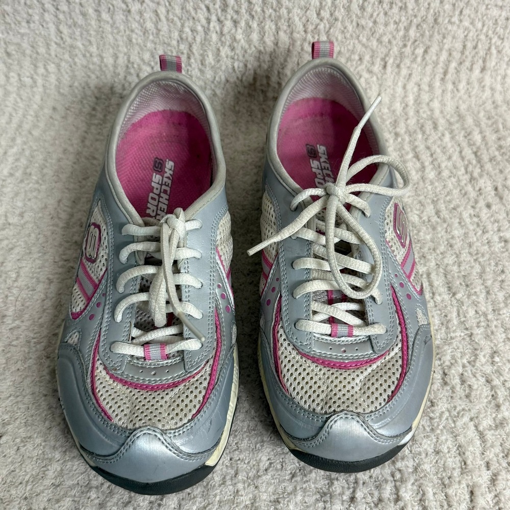 Skechers Size 7 Sport Muse 11442 Silver/Pink/Wht Sneakers Athletic‎ Shoes